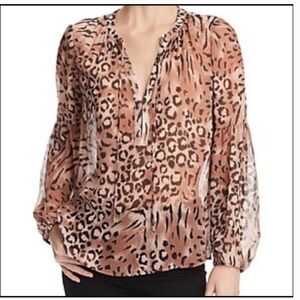 Paige Beretta Leopard Print Silk Blouse